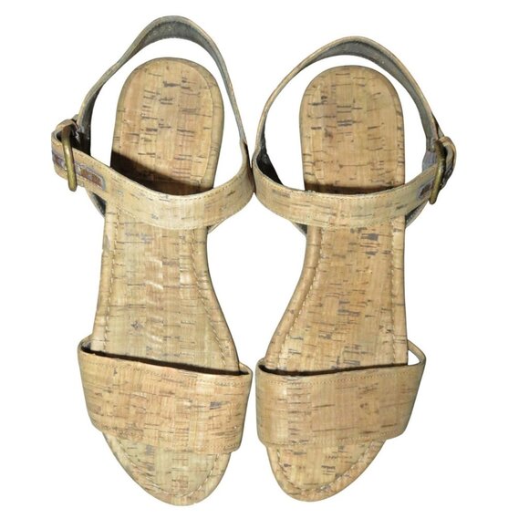 Stuart Weitzman St Barth Walnut Cork Leather Wedge Sandals size 8 MSRP $335 - Picture 2 of 9